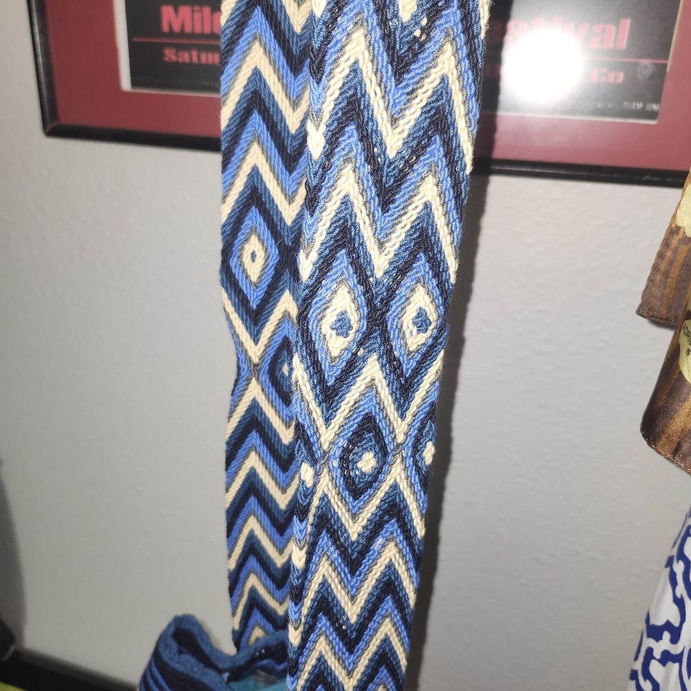 Blue Wayuu Columbian Backpack - Picture 4 of 6